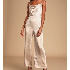 Satin Cowl Neck Jumpsuit